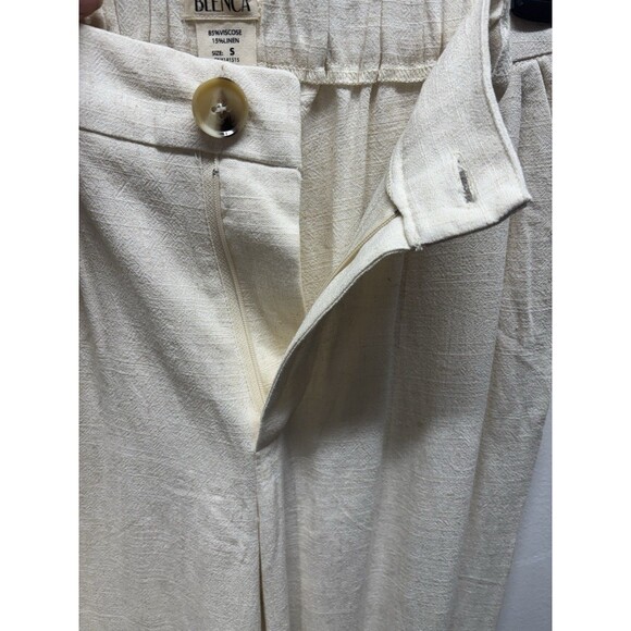 Blenca Womens Linen Blend High Rise Wide Leg Pants Pocket Cream Sz S - Picture 8 of 12
